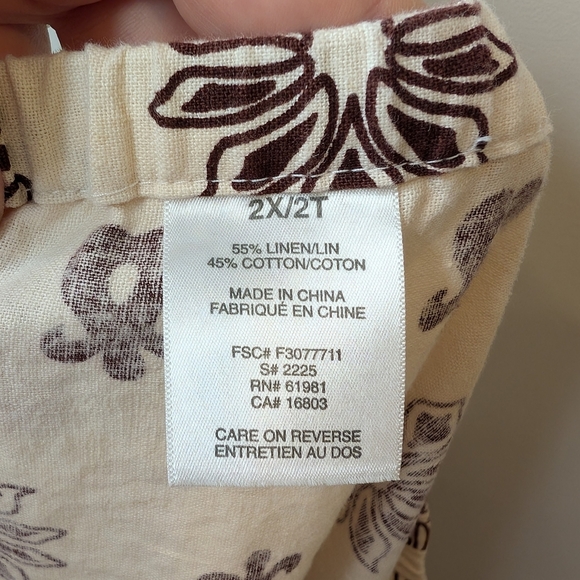 Vintage Y2K Boho Paisley Floral Midi Skirt Brown Cream Tan Women's Size 2XL - Picture 7 of 7